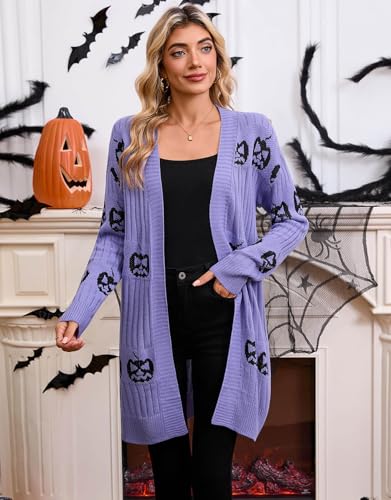 Image of Alsol Lamesa Women's Long Sleeve Cute Cardigan Sweaters V Neck Open Front Ribbed Knit Heart Sweater Coat