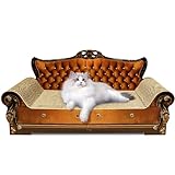 INRLKIT Luxury Cardboard Cat Scratcher Sofa Bed, Couch Shaped Scratching Board, Scratch Lounge with Catnip, Cat Scratcher for Indoor Cats Large Brown