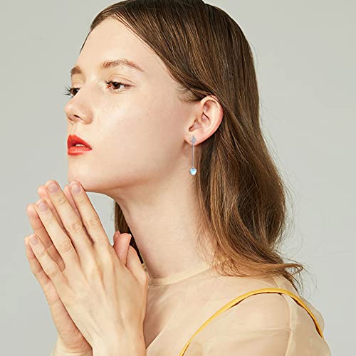 Celtic Moonstone Earrings For Women Sterling Silver Celtic Knot Moonstone Heart Drop Dangle Earrings For Teen Girls Moonstone Jewelry Irish Earrings Birthday Christmas #TOP4