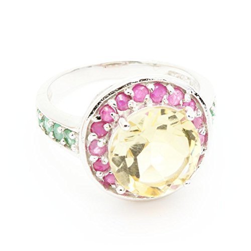 Bague Citrine Emeraude Rubis Argent 925 le cadeau d'anniversaire idéal