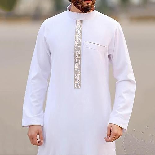 Kaftan For Men Mens Caftans Muslim Thobe for Men Big and Tall Stand Up Collar Mens Arab Thobe with Pocket3