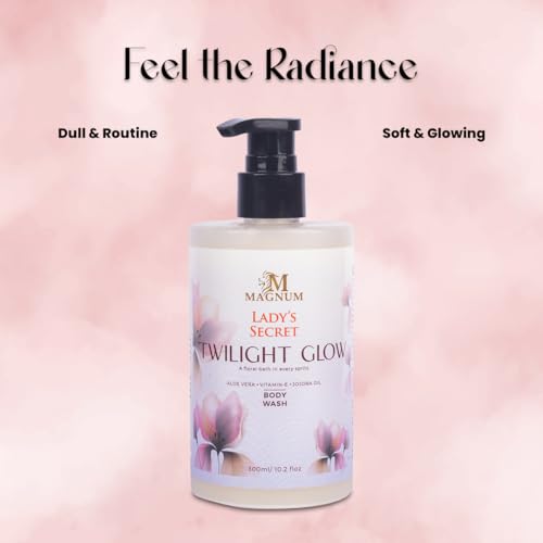 Image of Magnum Lady's Secret Twilight Glow Body Wash 300ml - Hydrating Shower Gel with Aloe Vera, Jojoba Oil & Vitamin E | Mango, Blood Orange & Coconut Fragrance for All Skin Types