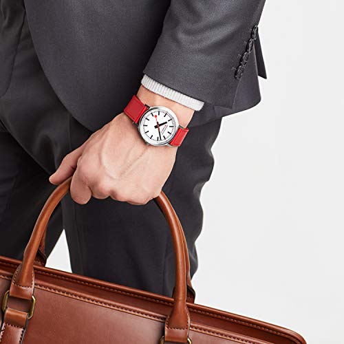 Mondaine Stop2Go, Reloj de Cuero Rojo para Hombre y Mujer, MST.4101B.LC, 41 MM