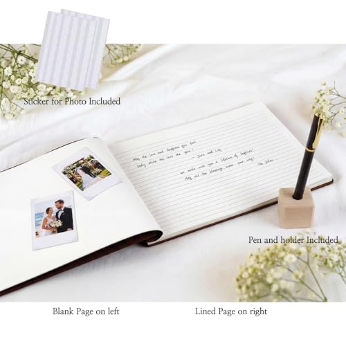 Image of Aspen Studio Guest Book with Signing Pen with Photo of Polaroid for Wedding Book and Memorial Occasions Guest Signing Book for Wedding, Memory Guest Book