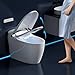 Smart Toilet with Built-in Bidet Seat, Tankless Toilet with Foot Touching Lid Opening, Auto Lid Closing and Flushing, Heated Seat, Pre-Wet, Warm Air Dryer,Digital Display, Remote Control