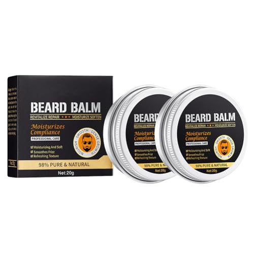 Wenrny 2 Pcs Beard Balm for Men,20g Moisturizing Softening Smoothing Beard Care Balm Wax,Beard Care Serum,Natural Men's Beard Care Oil,Beard Serum,Men Gifts