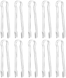 ASTER 10 Pieces Mini Plastic Buffet Serving Tong, Small Buffet Serving Tongs Set Clear Kitchen Tongs for Buffet Party Appetizers Dessert (6.3Inch)
