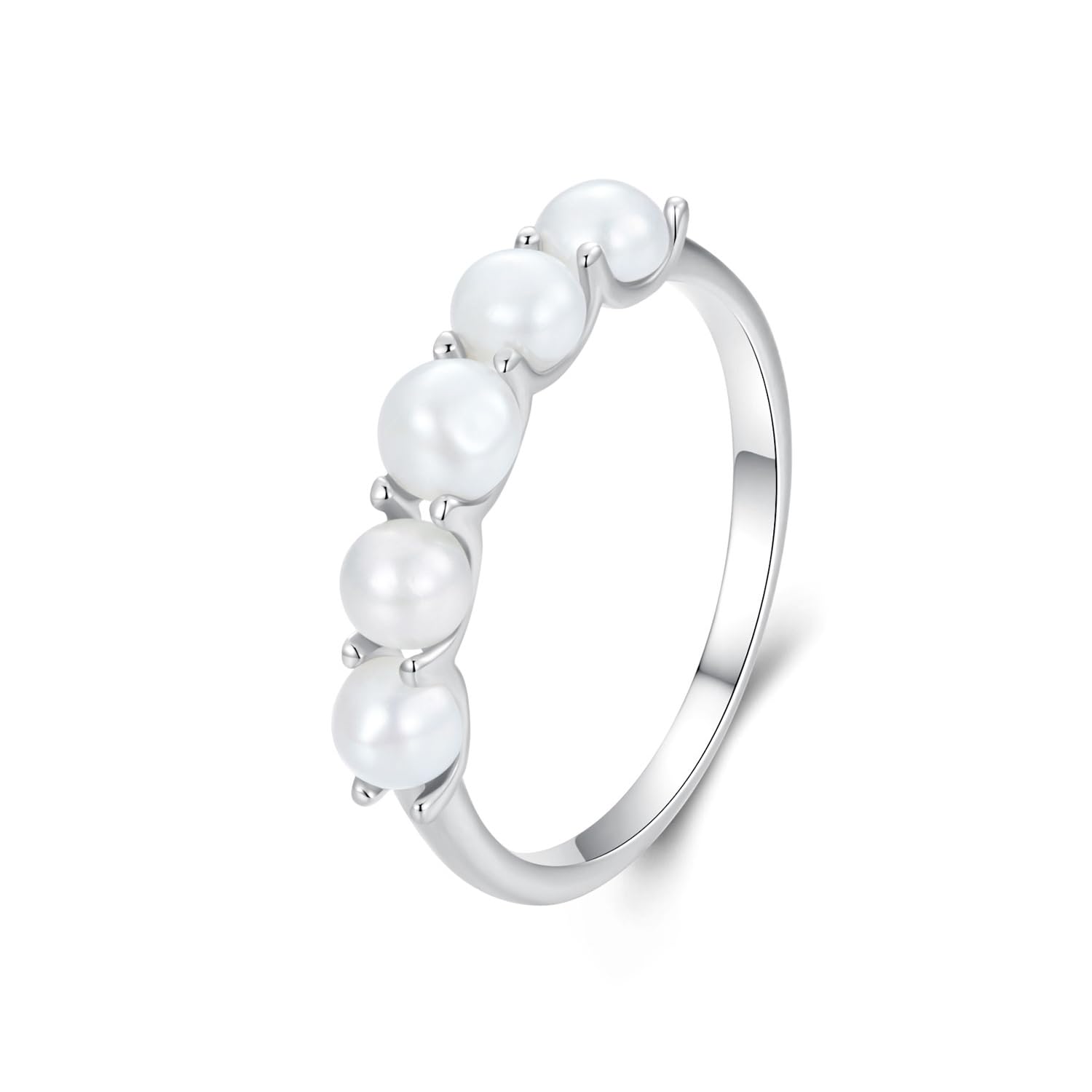 Anillo de Plata de Ley chapada en rodio con Perlas cultivadas de Agua Dulce y circonita cúbica para Mujer