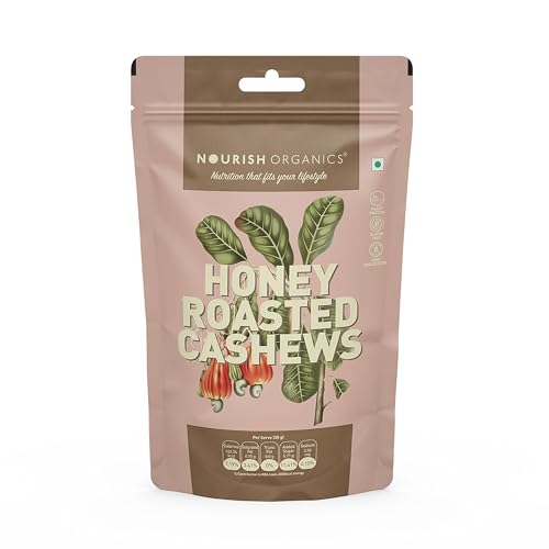 Image of Nourish Organics Honey Roasted Cashews 100gm Pack of 1 Sweet and Nutty Snack| Healthy and Nutrient Rich | No Refined Sugar | Clean Label
