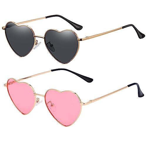 Image of Onrtry Heart Shaped Polarized Sunglasses for Women Vintage Lovely Metal Frame Sun Glasses