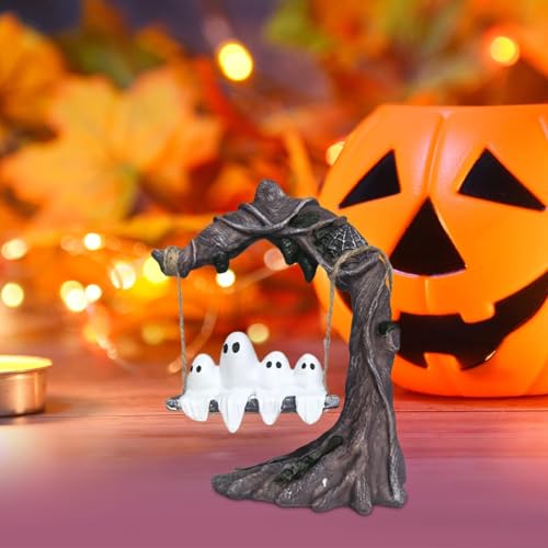 Fantasma de Halloween de resina resistente con diseño colgante para jardín 4