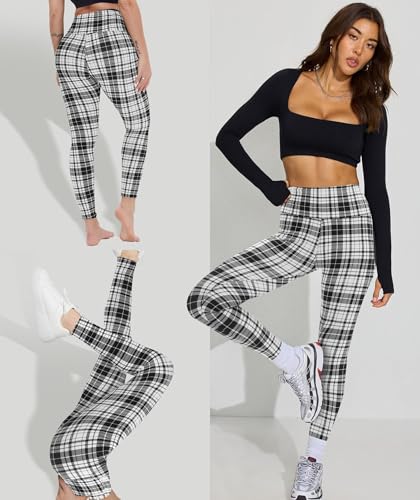 GAYHAY High Waisted Leggings for Women - Soft Opaque Slim Tummy Control Printed Pants for Running Cycling Yoga