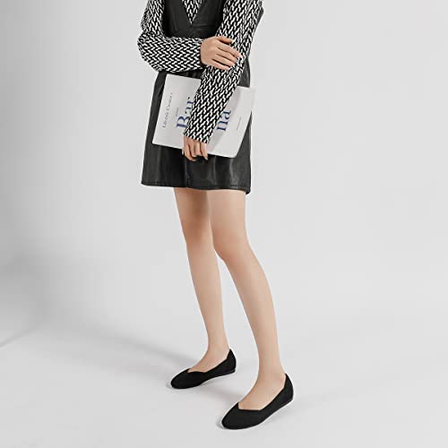 Semwiss Round Toe Flats For Women Dressy Comfortable, Knit Ballet Flat Shoes Casual Shoes Walking Flats Office Shoes Black. #TOP4