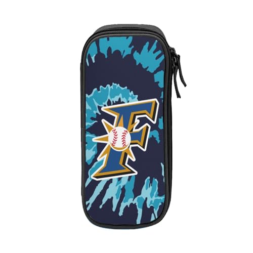 For 北海道日本ハムファイターズ ペンケース 筆箱 2層 文具ポーチ 大容量 おしゃれ 学生用 大人 通学 通勤 多機能 誕生日 Black