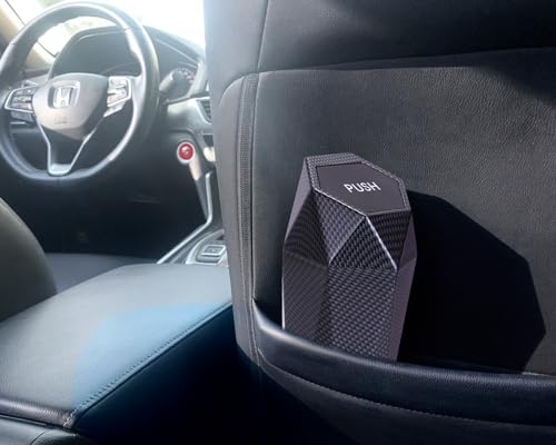 Image of Ginsco Car Trash Can with Lid, 2 Pack Mini Car Trash Can Cup Holder, Cars Garbage Can Car Accessories for Interior, Leakproof Car Trash Bin, Multipurpose Trash Can for Cars (Carbon Fiber Pattern)