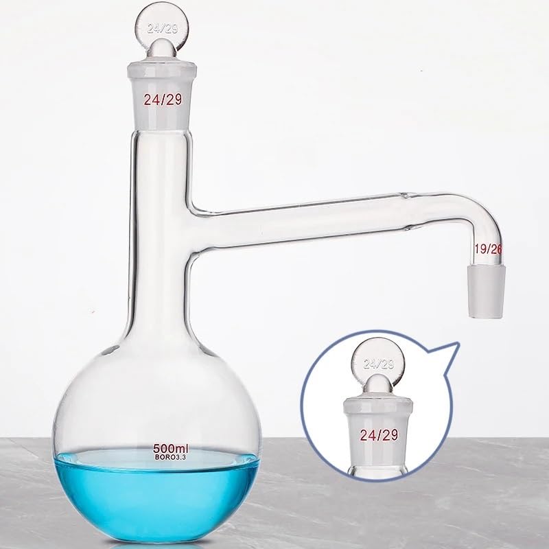 Morbio in vetro borosilicato ad alto contenuto, Boccette for distillazione in vetro borosilicato da laboratorio Fondo tondo Fondo piatto 100 250 500 mL(24X24-100ML)