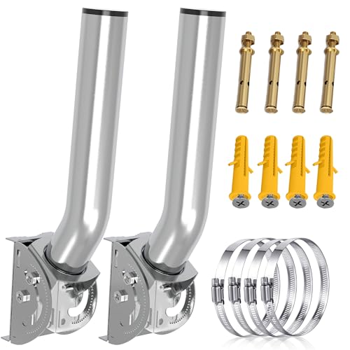 Image of 430 Stainless Steel Wireless Bridge Mount, 2-Pack 11 in Dual Screw Locking J Pole Mounting Bracket for Wall or Pole, 160 Angle Adjustable, 1.38 in OD, for AP Access Point CPE Extender Repeater