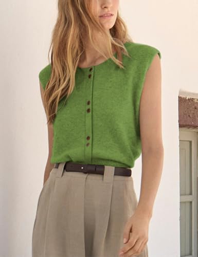 Women's Lightweight Cardigan Sleeveless Button Down Sweater Vest Casual Trendy Slim Knit Tank Tops2