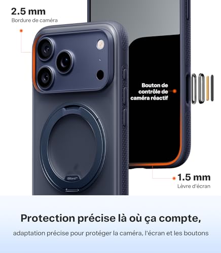 Coque iPhone 17 Pro Max MagSafe antichoc TORRAS Ostand O3 Fitness bleue - 7