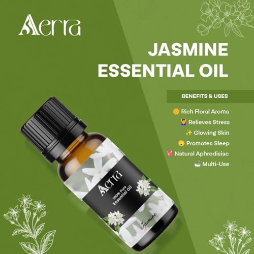 Image of Aerra Floral Duo - Rose & Jasmine Essential Oil Combo (2 x 15ml) - Pure Aroma Oils for Diffuser, Puja, DIY - Vegan