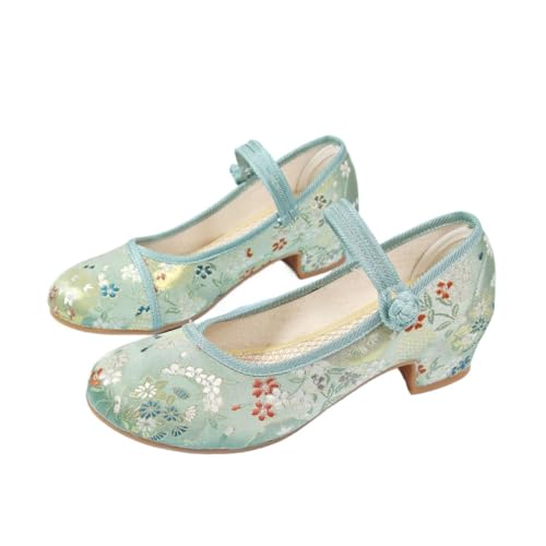 Chaussures Mary Jane brodées pour femmes à petit talon style chinois