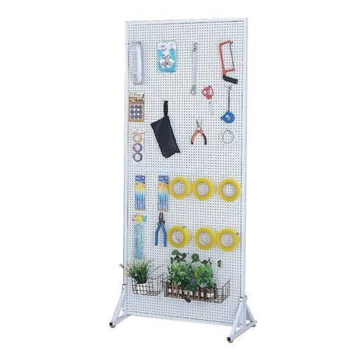 Stecktafel aus Metall mit Haken, bodenstehender Präsentationsständer für Supermärkte, Lager und Werkstätten, vielseitige Aufbewahrungslösung für Werkzeuge und Zubehör