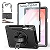 Funda para Galaxy Tab S11 de 11 pulgadas: Funda de TPU para Samstng Tablet S11 2025 5G con protector de pantalla – Soporte – Correa de hombro con asa – Soporte para S-Pen – Negro