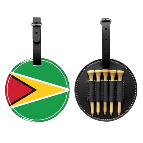 Flag of Guyana Black Golf tee Storage Bag - Durable and wear-Resistant Golf Accessories