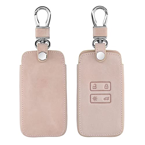 kwmobile Key Cover Compatible with Renault 4 Button Car Key Smart Key (only Keyless Go) - Faux Leather Car Key Fob Protector - Rose Gold