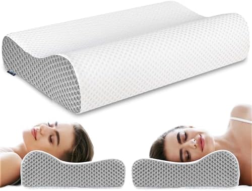 AM AEROMAX Travel Memory Foam Cervical Pillow | Contour Neck Pain Relief For Side, Back & Stomach Sleepers