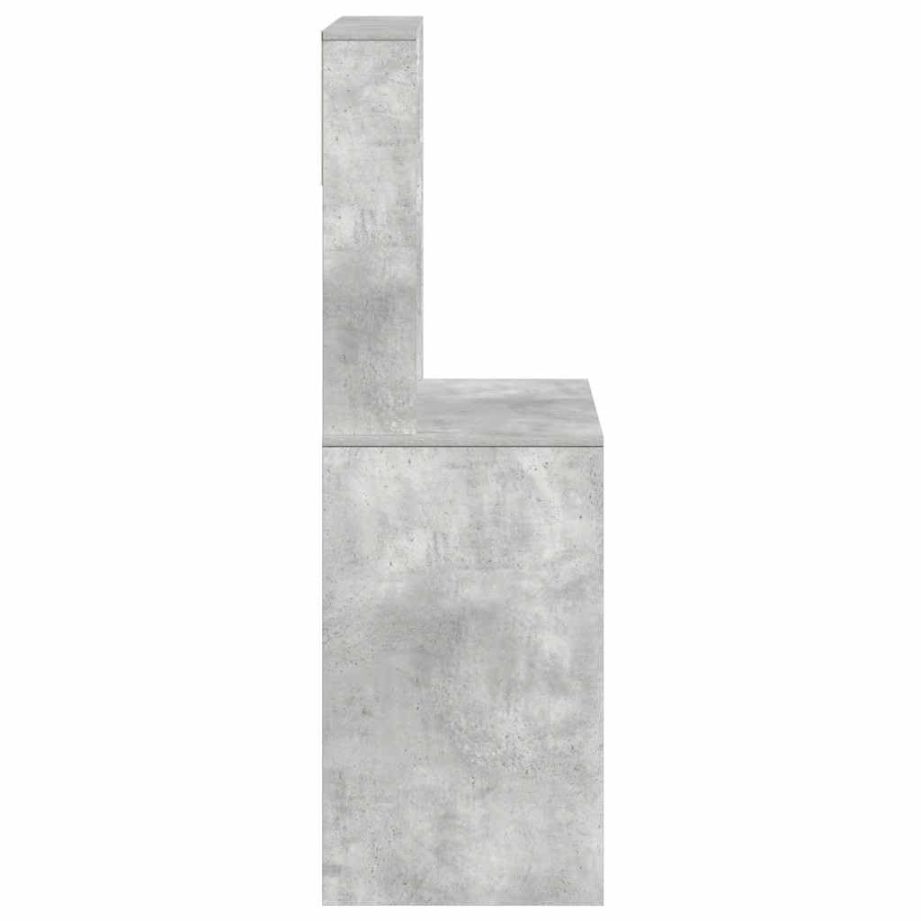 Scrivania con ripiano grigio cemento, 100 x 45 x 140 cm, in legno, grande scrivania da ufficio con spazio di archiviazione, versatile come tavolo da gioco o scrivania per computer, utilizzabile per