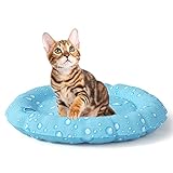 【Fresco y confortable】Bordes más gruesos para que su gato se apoye y se sienta cómodo. Este cojín refrigerante absorbe el calor corporal de su mascota para proporcionarle un enfriamiento óptimo que dura horas.