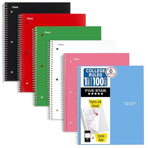 Five Star Spiral Notebook + Study App, 1 Subject,...