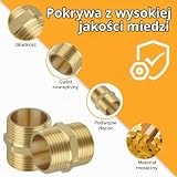 Flintronic G1" calowy podwójny mosiężny złączka (Ø 32,5 mm), 2 szt. mosiężny gwint złączki męskiej, podwójny sześciokątny , z gumowymi uszczelkami, mosiężnymi złączkami, do kranu zaworu