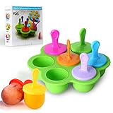 Mini Silicone Popsicle Mold, 7-cavity DIY Ice Pop Mold with Colorful Plastic Sticks, Popsicle Makers for Egg Bites, Lollipop and Ice Cream Mould, Baby Food Storage Container, Non-Stick Ice Cube Trays