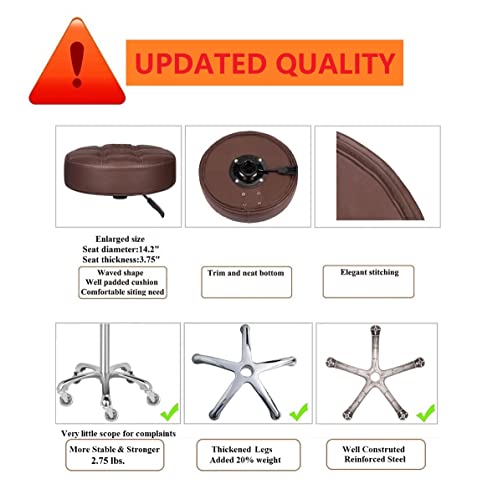 Image of Kaleurrier Swivel Stool Adjustable Height: Heavy Duty Rolling Stool Chair for Kitchen Salon Bar Office Drafting Standing Desk Garage Shop - Seat Height 22-30 inch(with Back Rest) (Coffee)