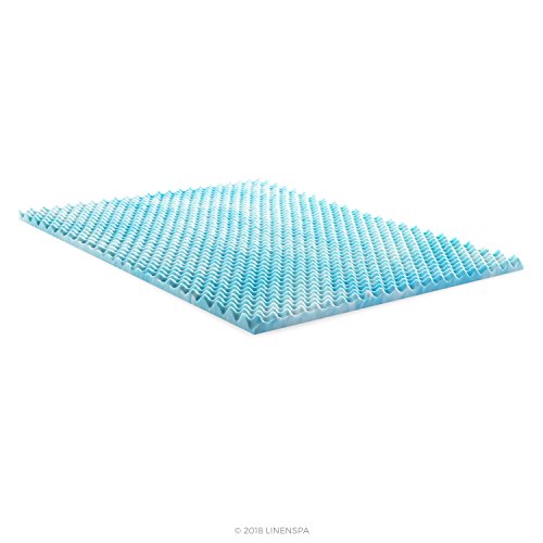 Image of Linenspa 2 Inch Gel Memory Foam Mattress Topper - Egg Crate Style, Reversible for two feels - Promotes Airflow & Relieves Pressure Points - Twin XL