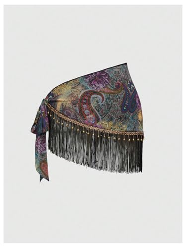 MakeMeChic Women's Floral Cover Up Skirts Low Waisted Mesh Vintage Tie Side Wraps Mini Skirts2