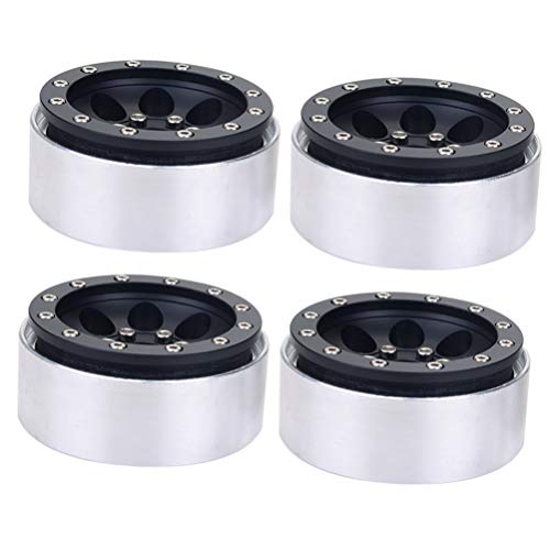 STOBOK 4Pcs de Alumínio 1. 9 Rodas de Beadlock Jantes para 1/10 Rc Crawler Axial Scx10 Scx10 D90 Trx