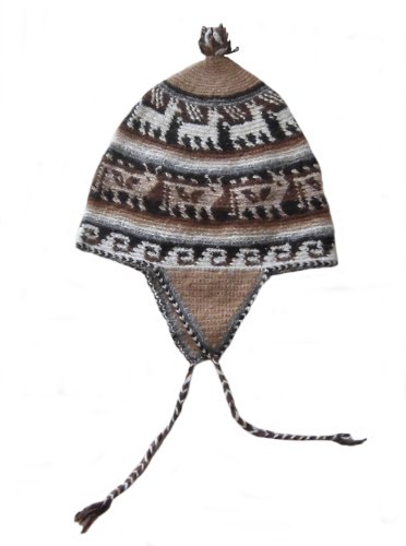Bonnet Chullo en alpaga naturel tricoté main, l'excellence de la laine haut de gamme