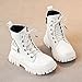 IWIHMIV Little Girls Riding Boots Fashion Short Ankle Boots Outdoor Non Slip Lace Up Dress Booties with Zipper（White,1