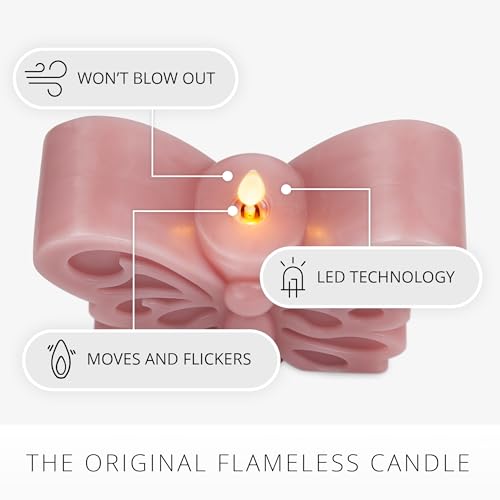 Image of Luminara - Flameless Flickering Moving Flame Nature-Inspired Battery Operated LED Decor - Spring Summer Collection - Blooming Mauve Butterfly Garden Candle - 6.6 inch x 4.3 inch