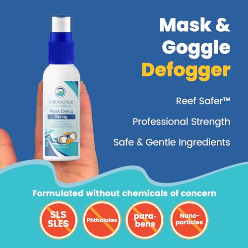 Image of STREAM 2 SEA Reef Safe Anti-Fog Spray for Swim Goggles, Snorkel, Scuba & Ski Masks - Defogger for Diving, Snorkeling - 2Fl Oz
