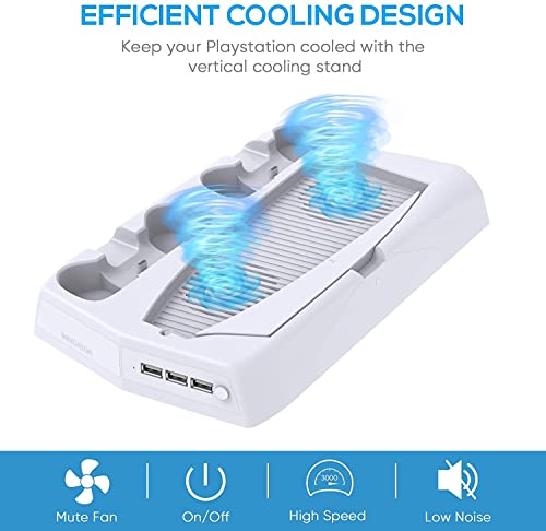 Suporte vertical para Playstation 5 com estação de carregamento por ventilador de resfriamento para