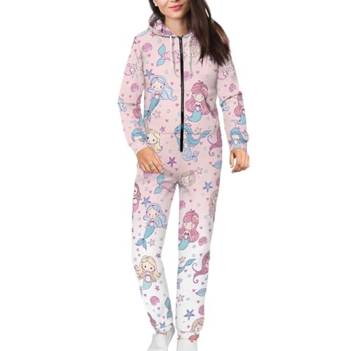 Sprowallow Womens Pajama Sets One Piece Hooded Zip Up Jumpsuits Sleepwear Unisex Couple All-over Romper Loungewear Pjs3