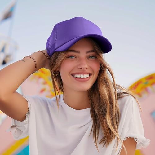 Image of Trucker Hat Mesh Cap Solid Colors Lightweight with Adjustable Strap Small Braid