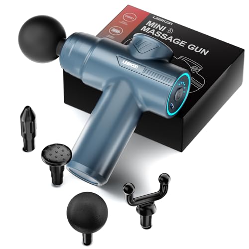 LEERCON Small Massage Gun Handheld Deep Tissue Massager Gun for Pain Relief- 6 Speeds, 4 Heads...