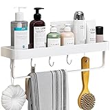 melairy 30cm mensola per bagno in alluminio spaziale antiruggine mensola da doccia senza foratura mensole bagno organizzatore, mensole bagno autoadesivo montato a muro - bianca