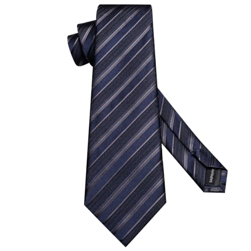 Image of Hi-Tie Men Silk Ties Set with Flower Lapel Pin Necktie Pocket Square Cufflinks for Tuxedo Wedding Business
