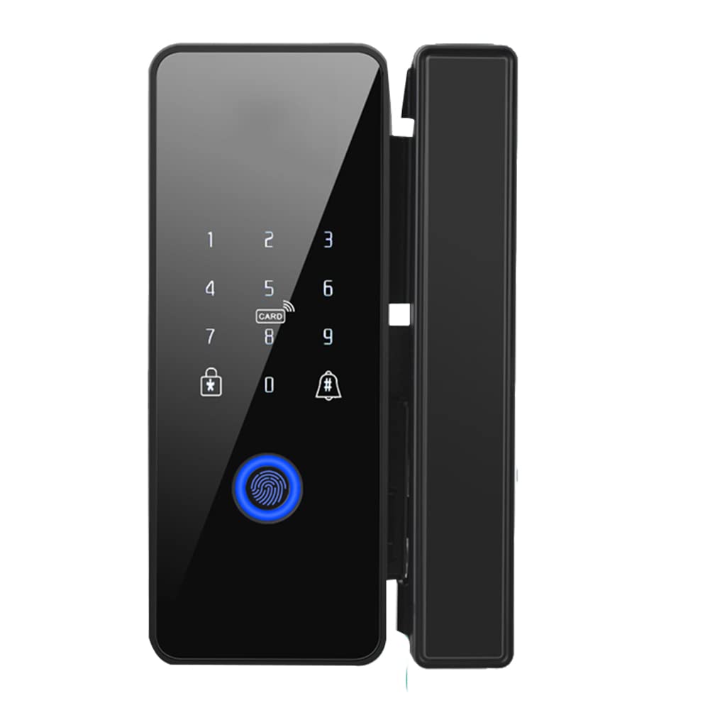 Haptufer Cerradura de Puerta Inteligente Tuya Wifi una Prueba de Agua Cerradura de Llanta ElectróNica con Huella Digital para Puerta de Vidrio, Estilo 1